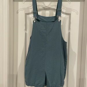 Teal Linen-Cotton Overalls